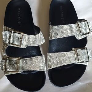 Madden Girl Rhinestone Slip on Sandals Bling Size 6
